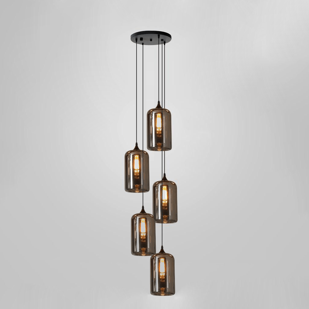 Tevely Glass Industrial Chic Pendant Light