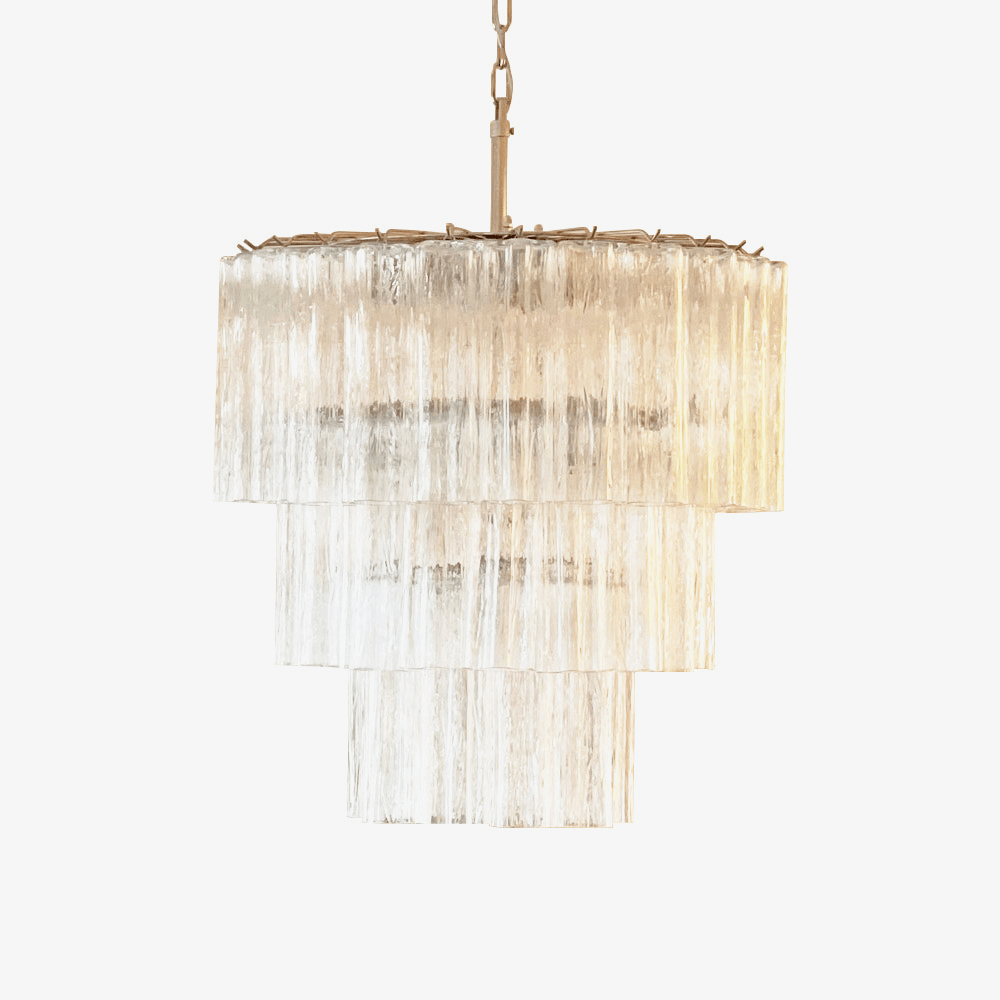 Lioroiel Chandelier Tiered Murano Glass Tube Waterfall Luxury