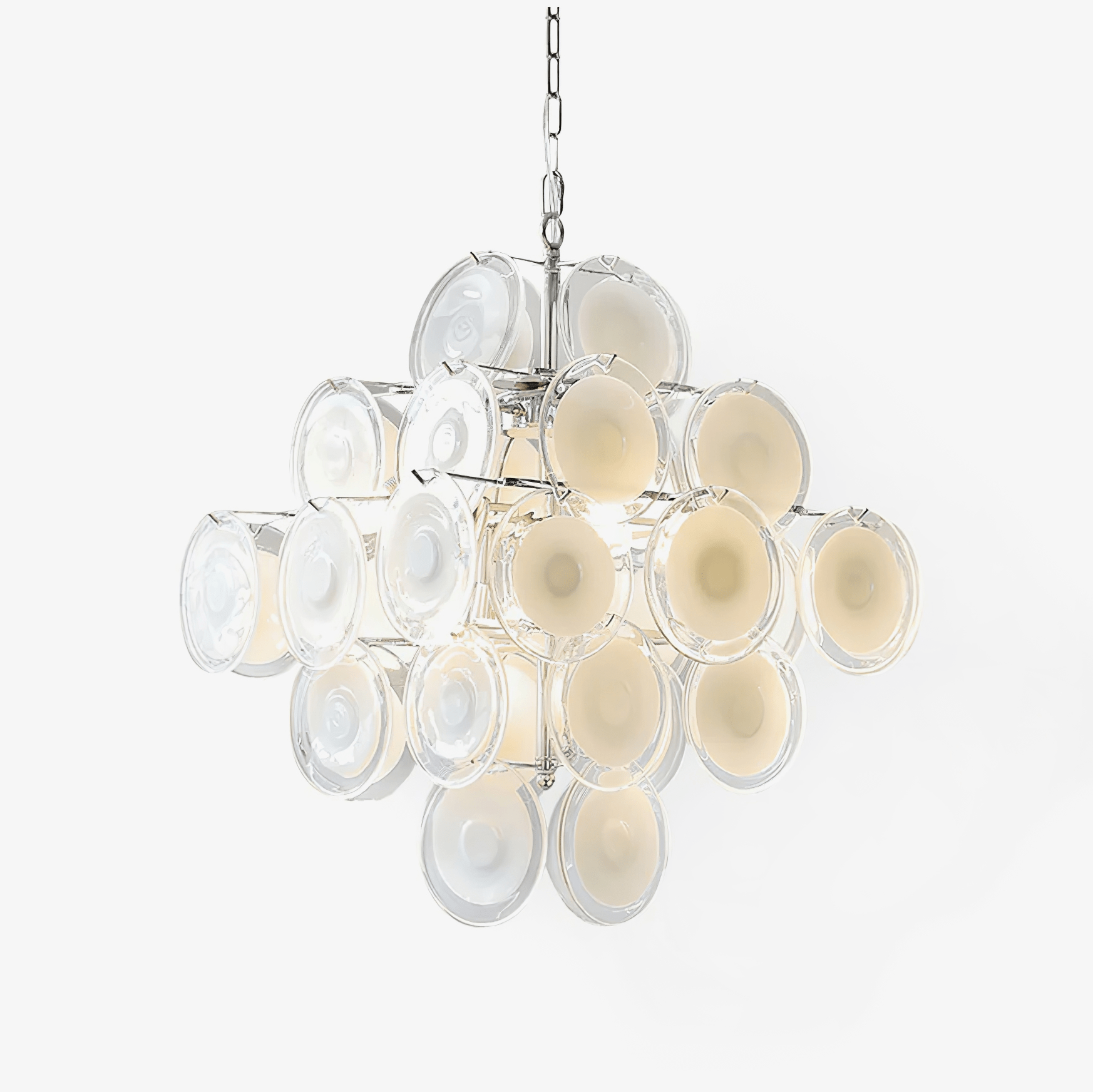 Eireira Chandelier White Murano Glass Discs Cluster