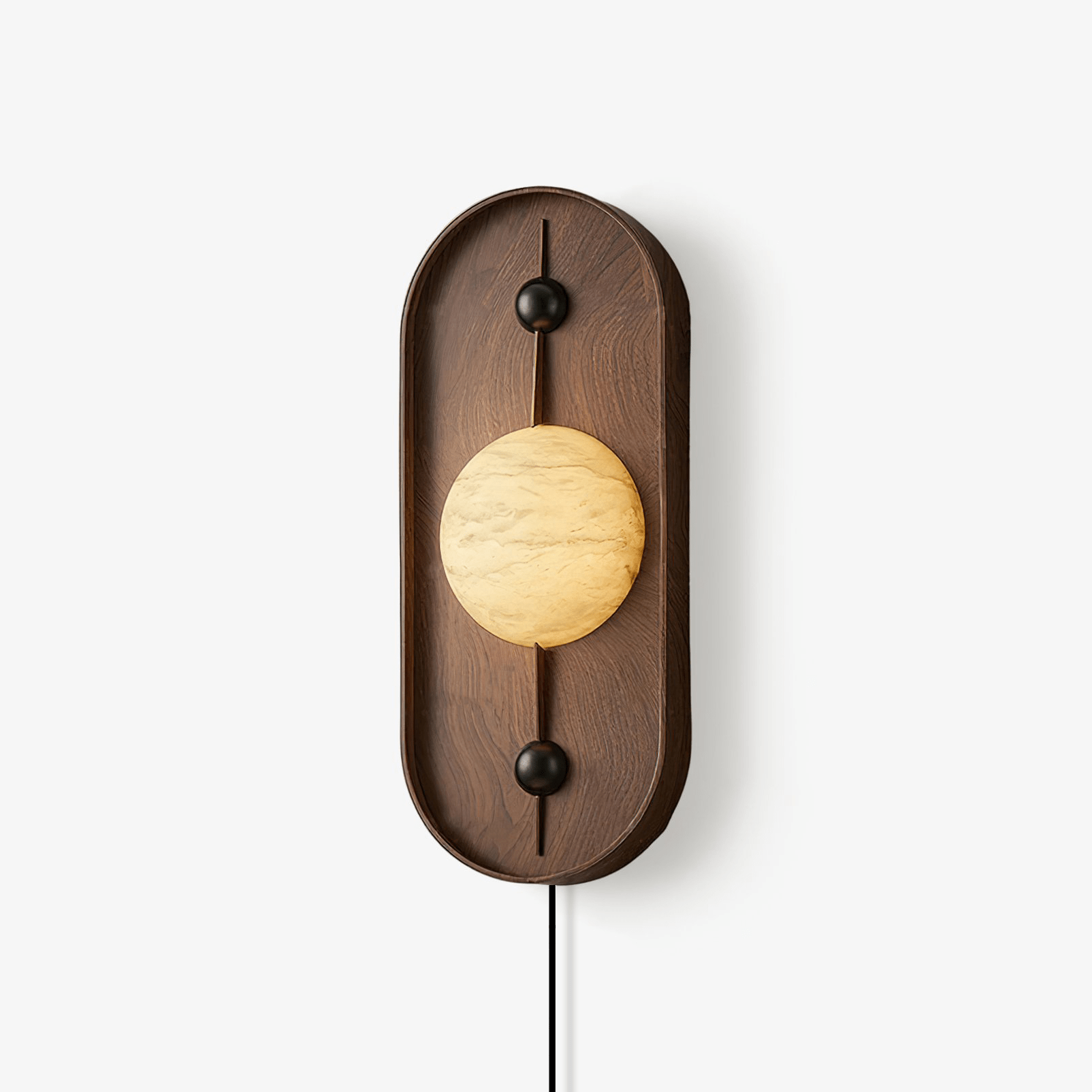 Nivuielle Oval Alabaster Wood Plug Wall Light