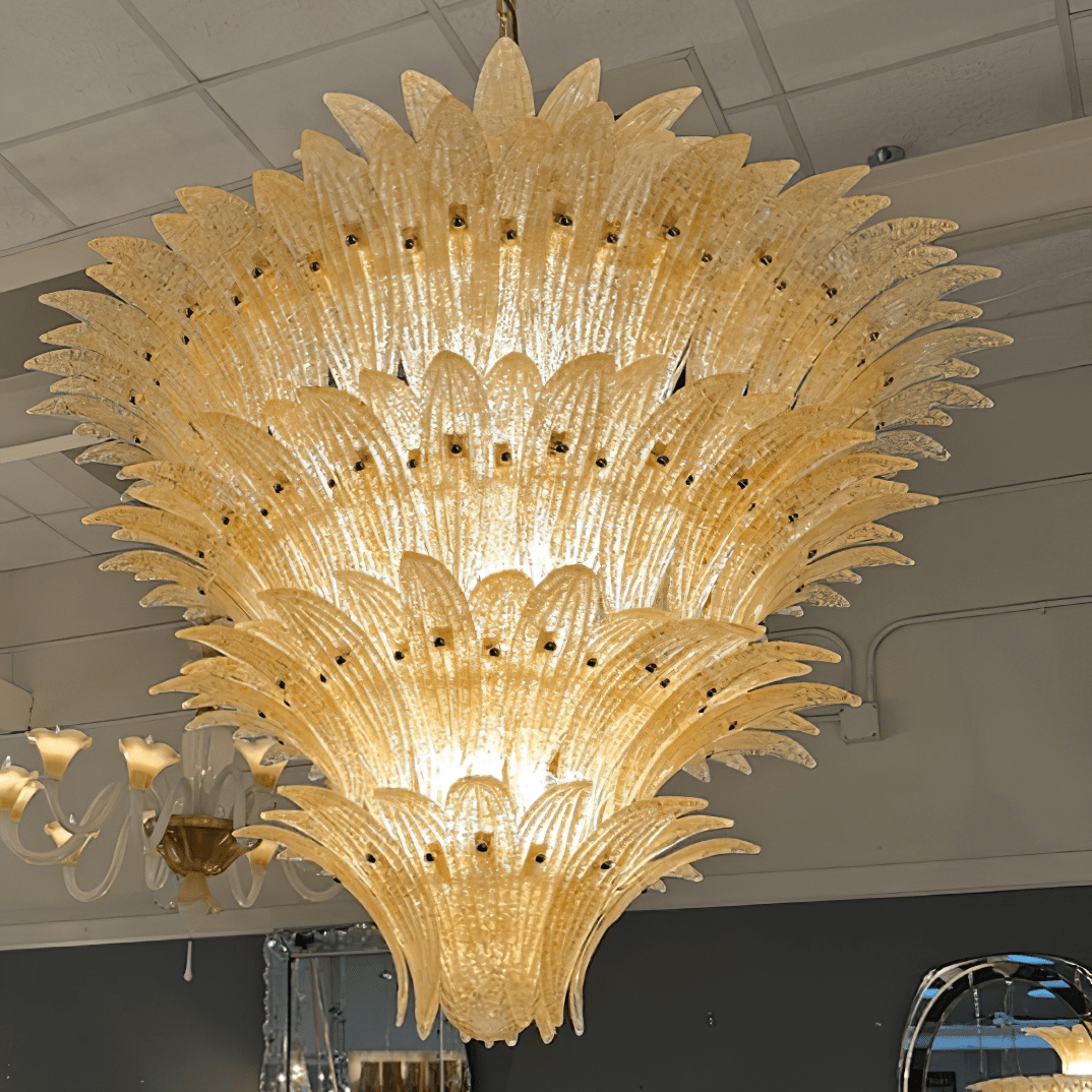 Eirerian Chandelier Murano Glass Palmette Leaf Tiered