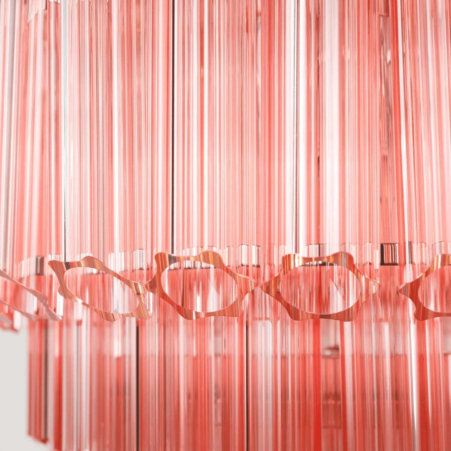 Veleneon Chandelier Pink Glass Tube Layered Diamond
