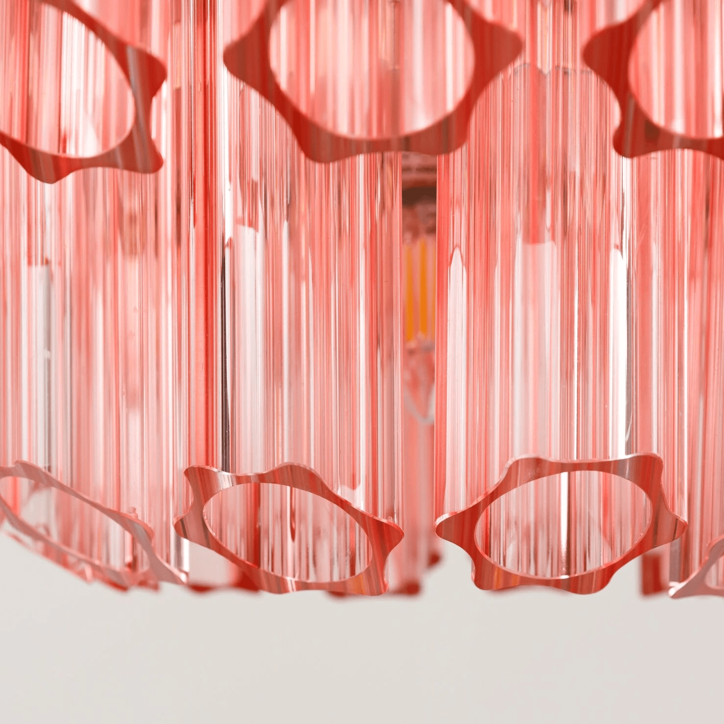 Veleneon Chandelier Pink Glass Tube Layered Diamond