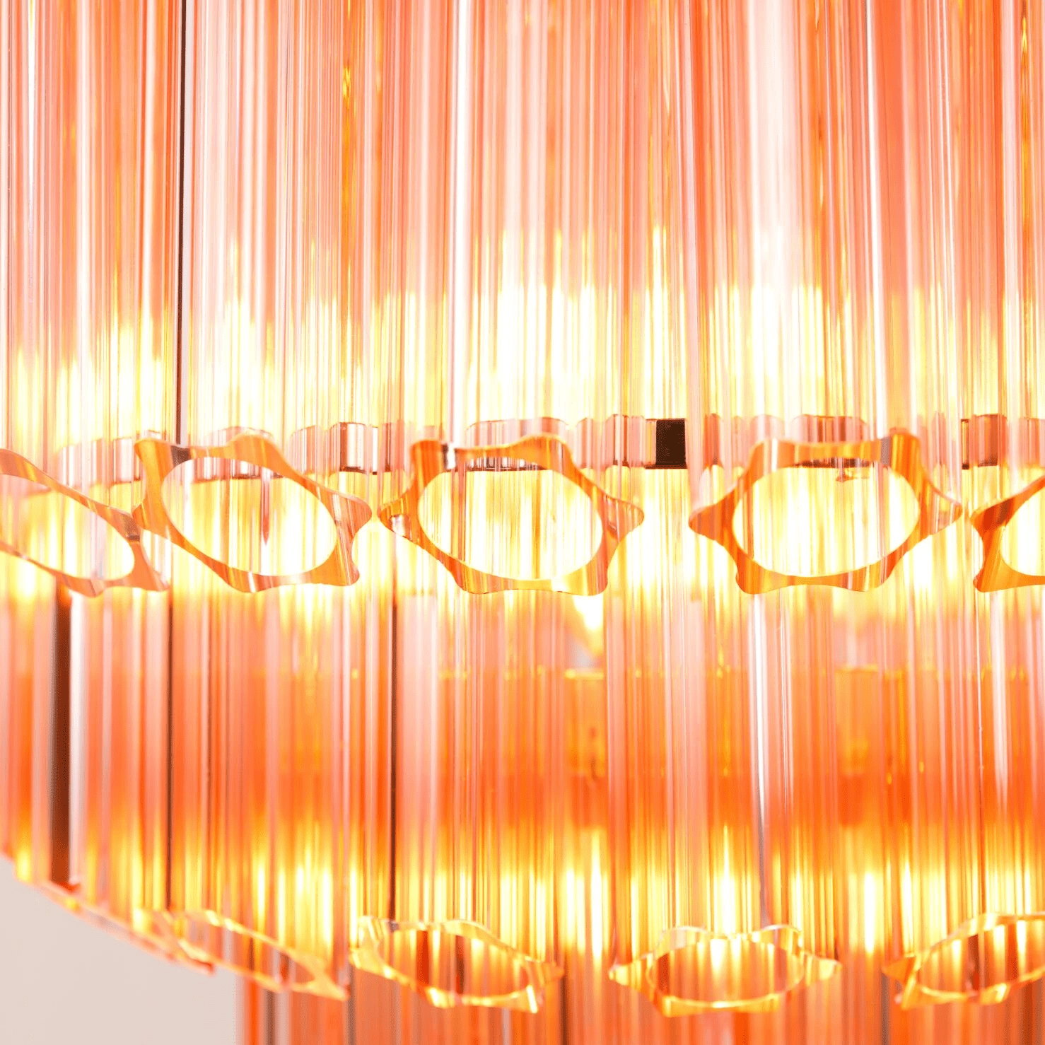 Veleneon Chandelier Pink Glass Tube Layered Diamond
