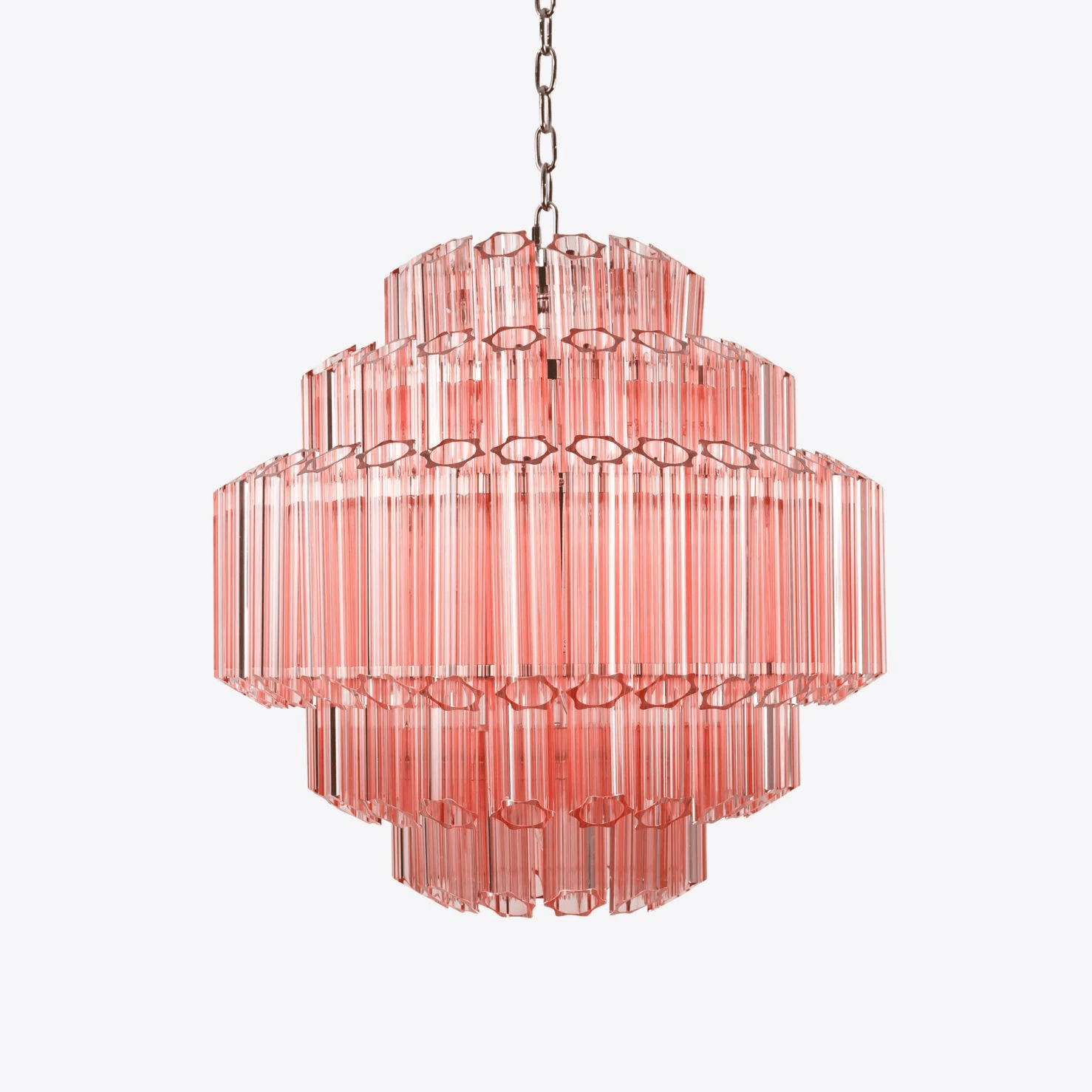 Veleneon Chandelier Pink Glass Tube Layered Diamond