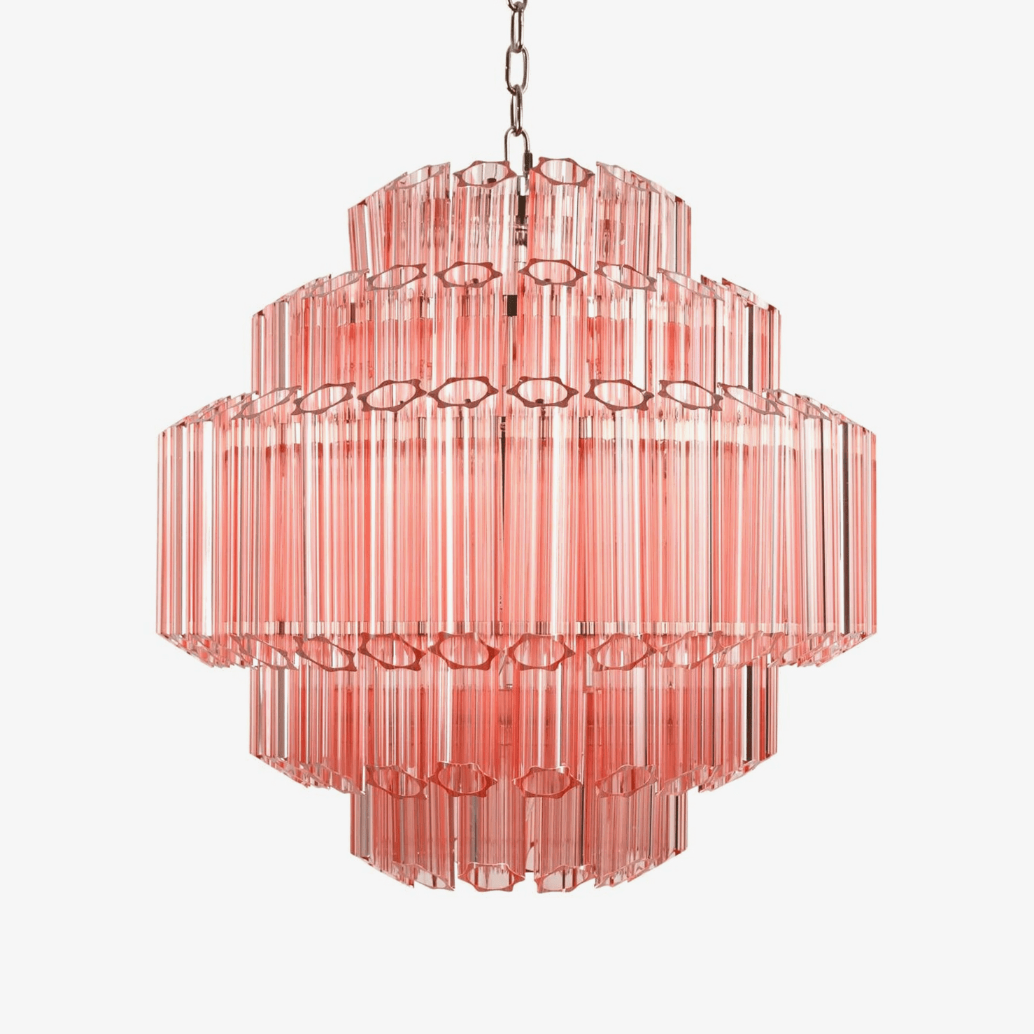Veleneon Chandelier Pink Glass Tube Layered Diamond