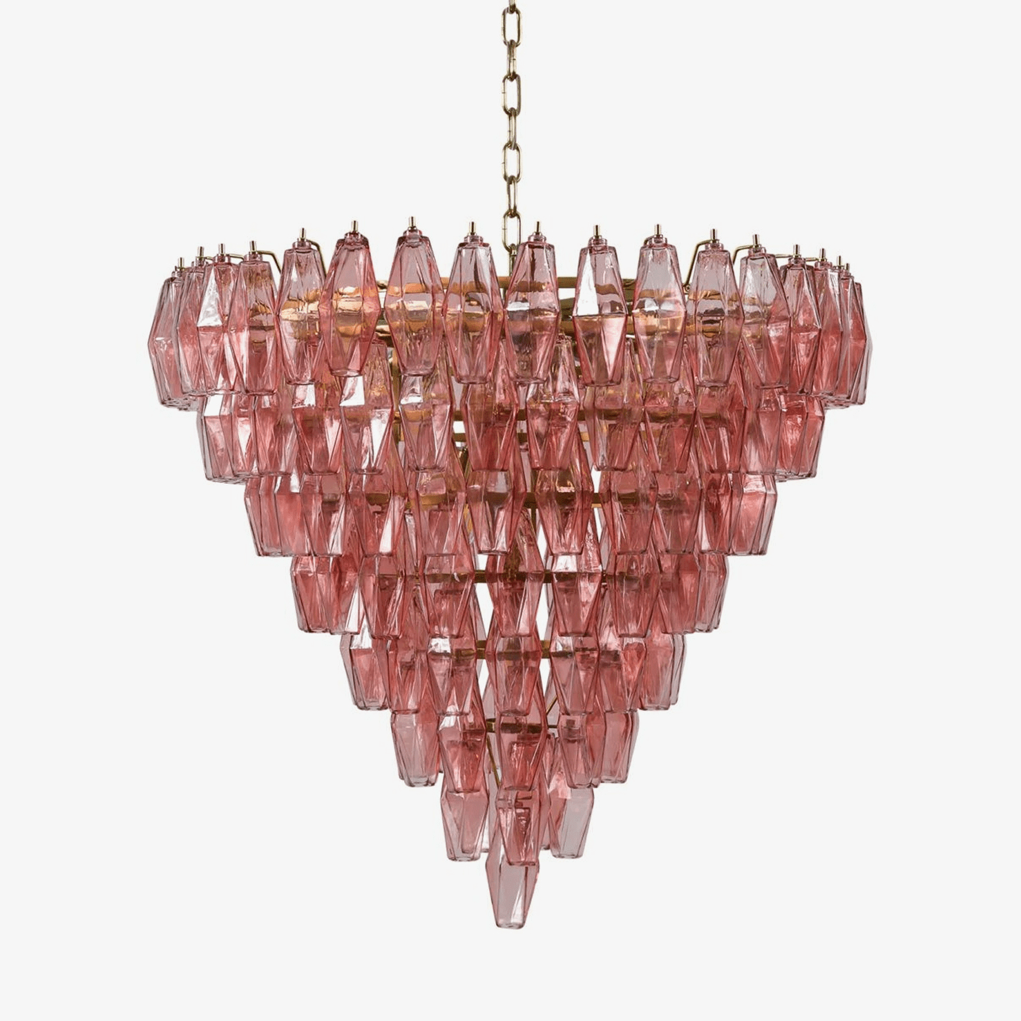 Eirenora Chandelier Pink Faceted Glass Layered Vintage