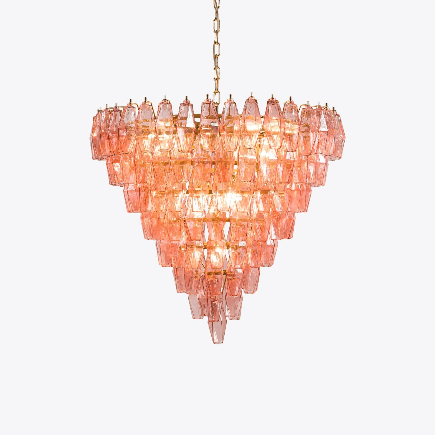 Eirenora Chandelier Pink Faceted Glass Layered Vintage