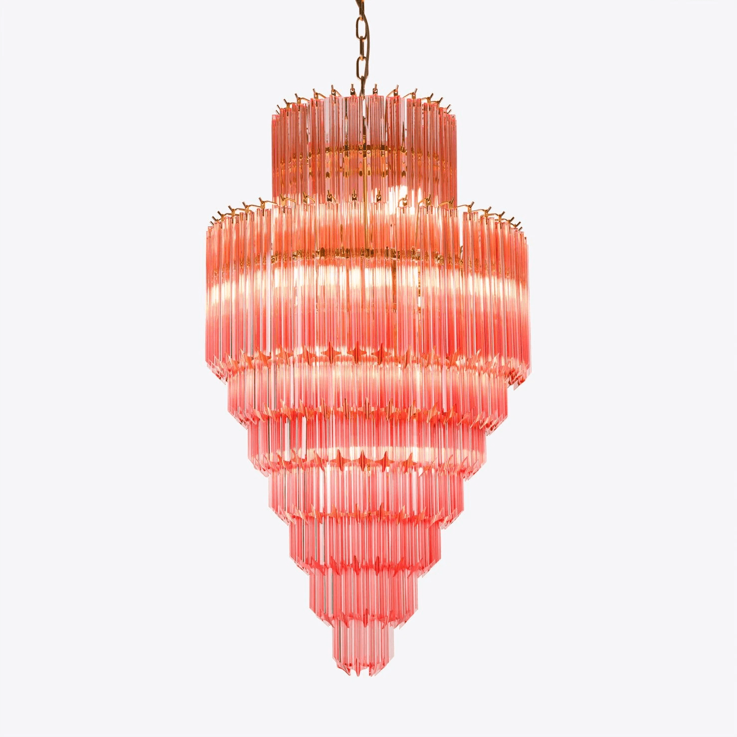 Liororelle Chandelier Amber Diamond Glass Layered Retro