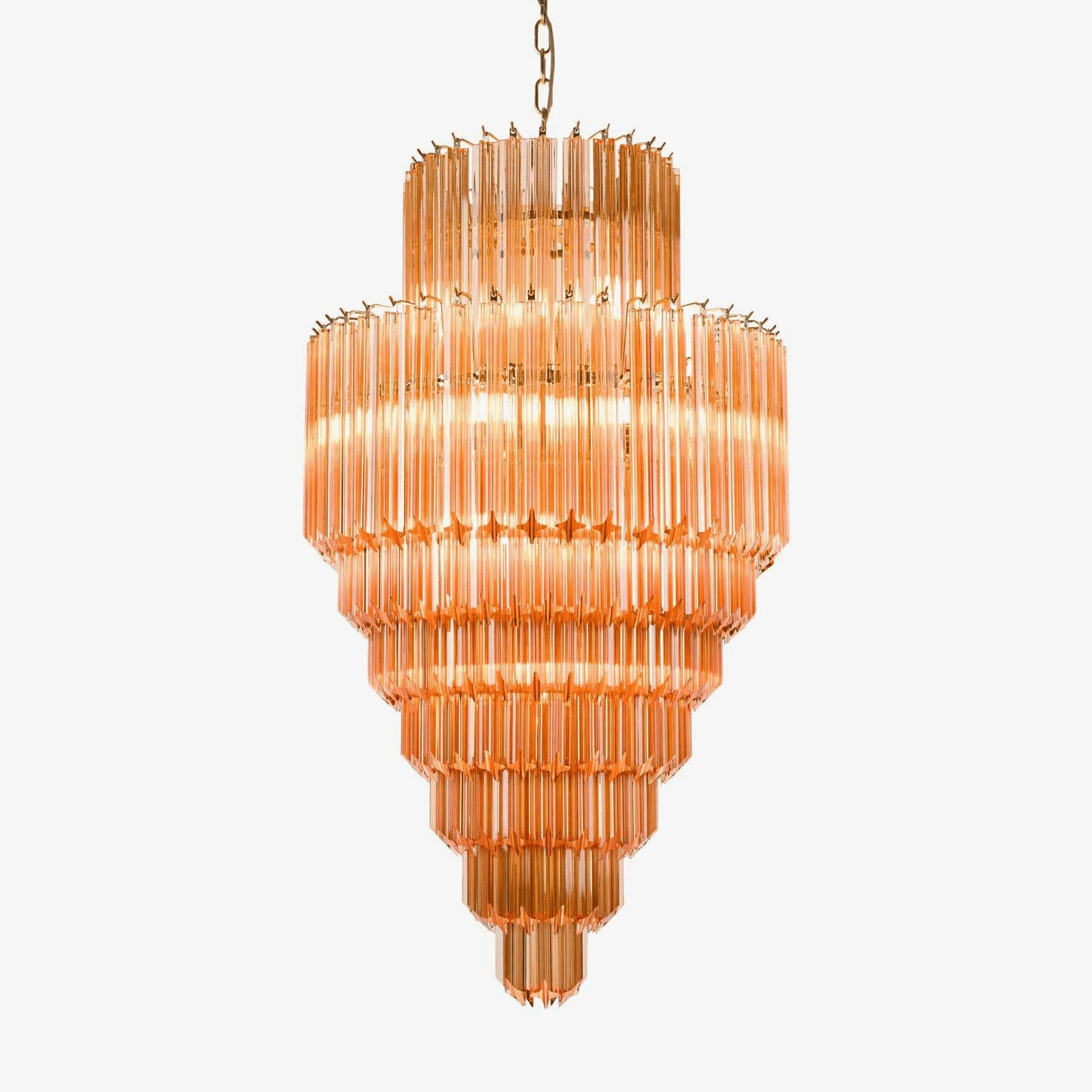Liororelle Chandelier Amber Diamond Glass Layered Retro