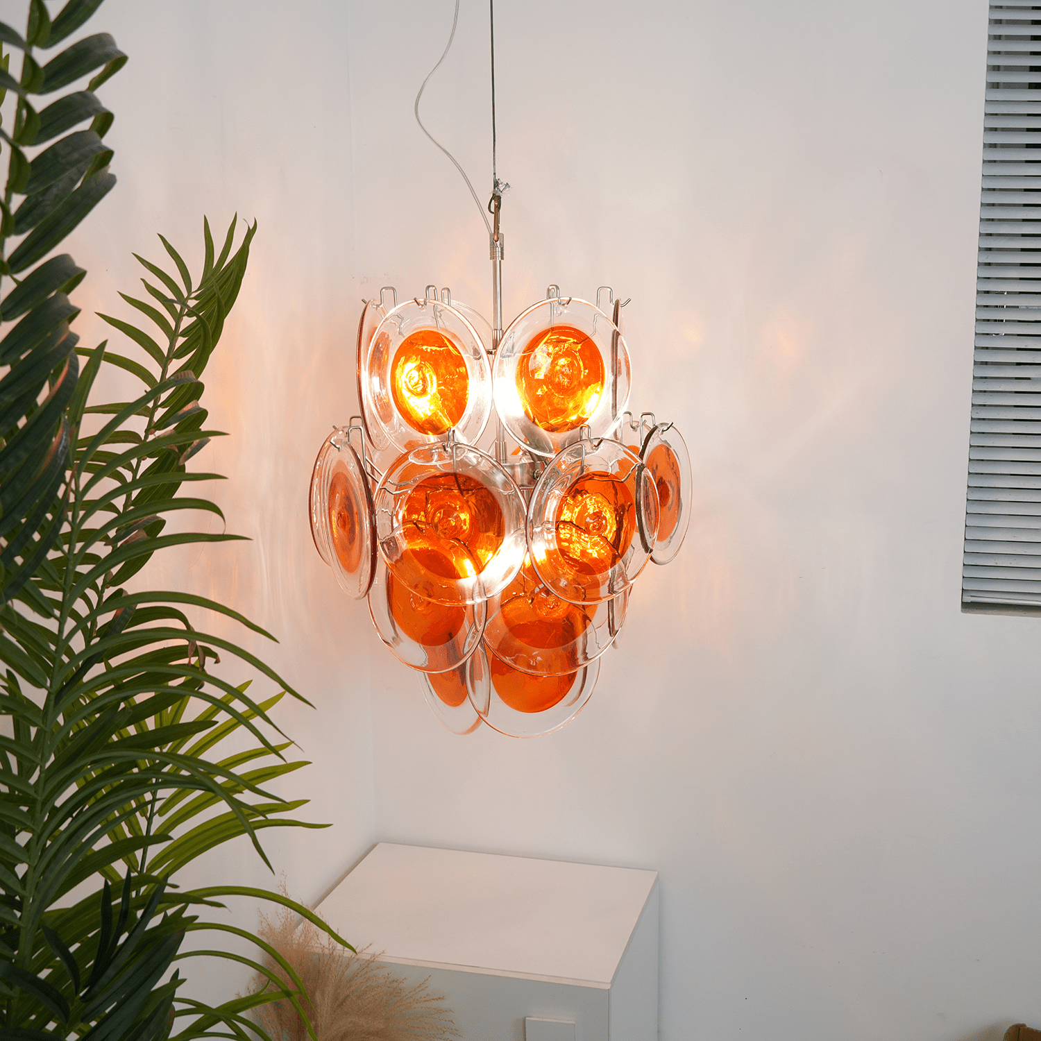 Lioruiel Chandelier Orange Murano Glass Disc Layered