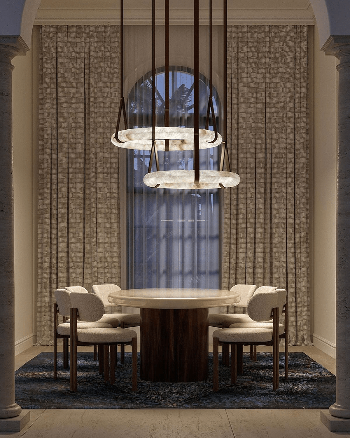 Lixor Alabaster Chandeliers Ring Leather Strap Version A