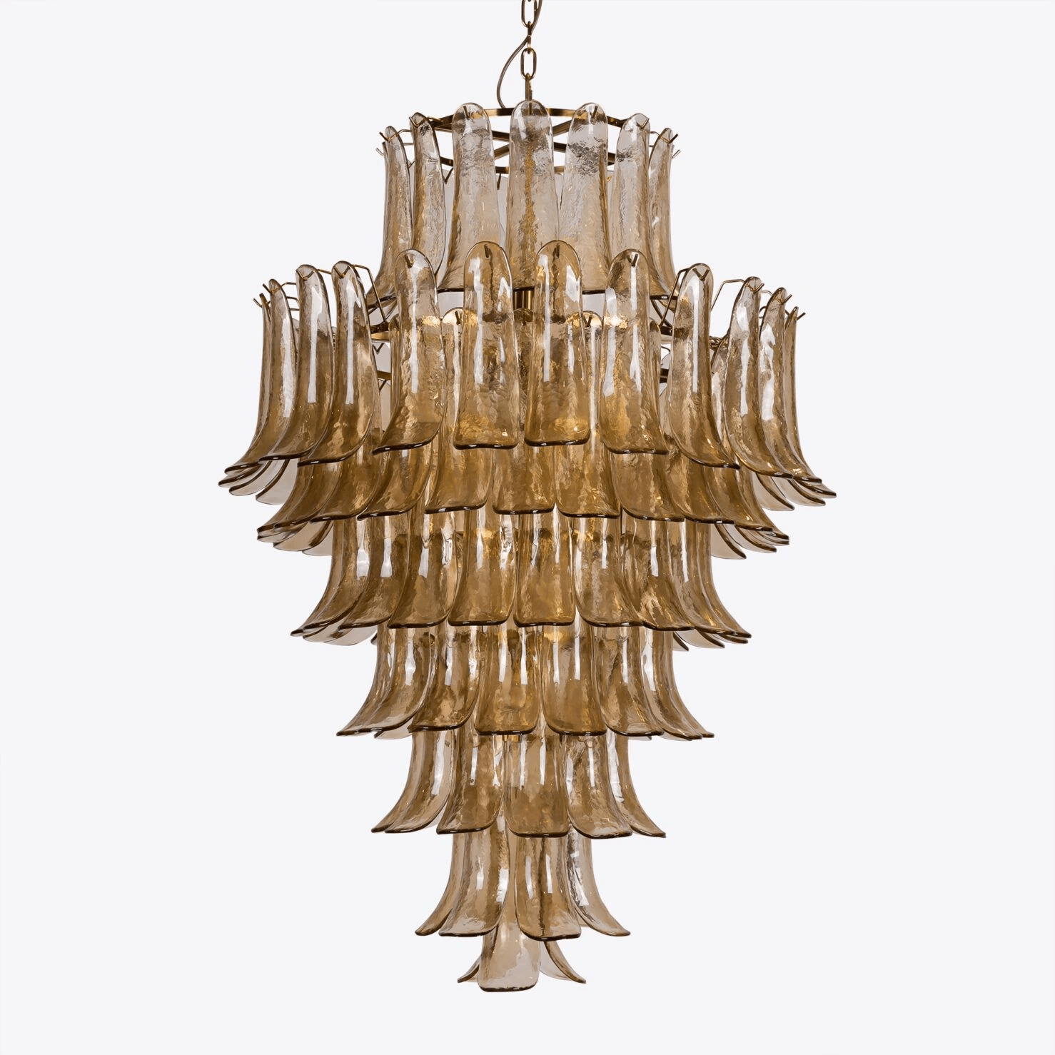 Lykne Chandelier Amber Murano Glass Petal Mid Century