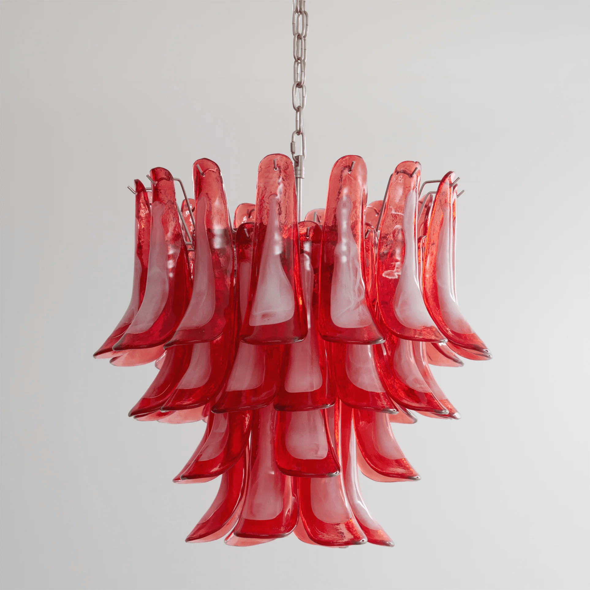 Celoelle Chandelier Crimson Murano Glass Petals Layered Vintage