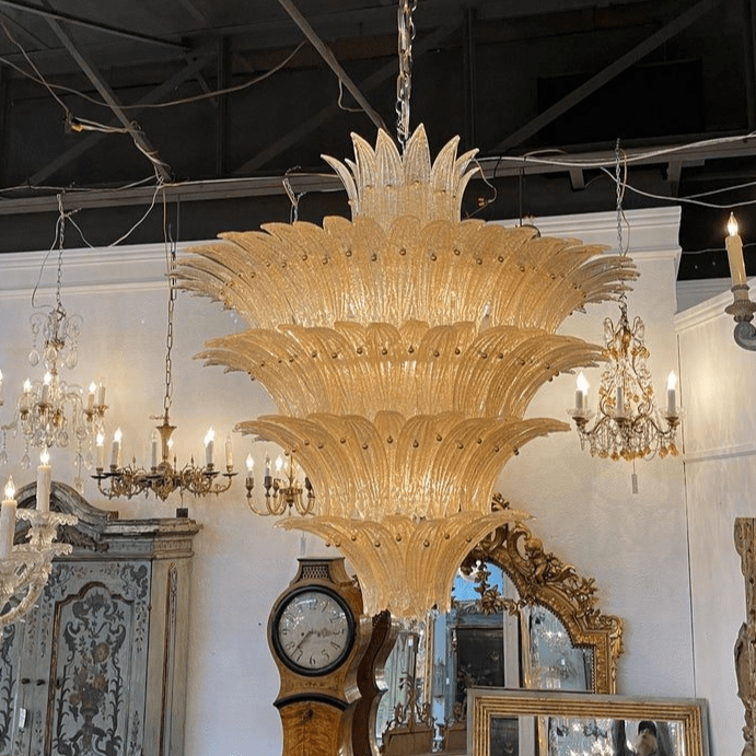 Eirerian Chandelier Murano Glass Palmette Leaf Tiered