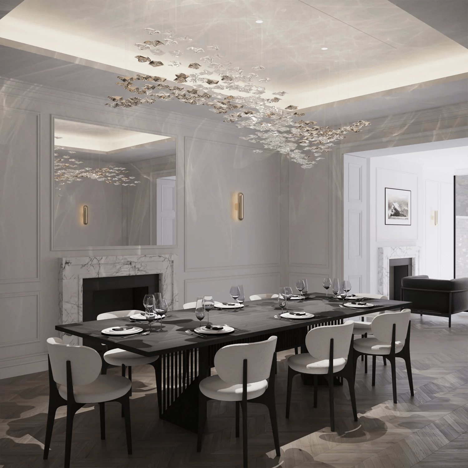 Nephele Crystal Leaf Chandelier