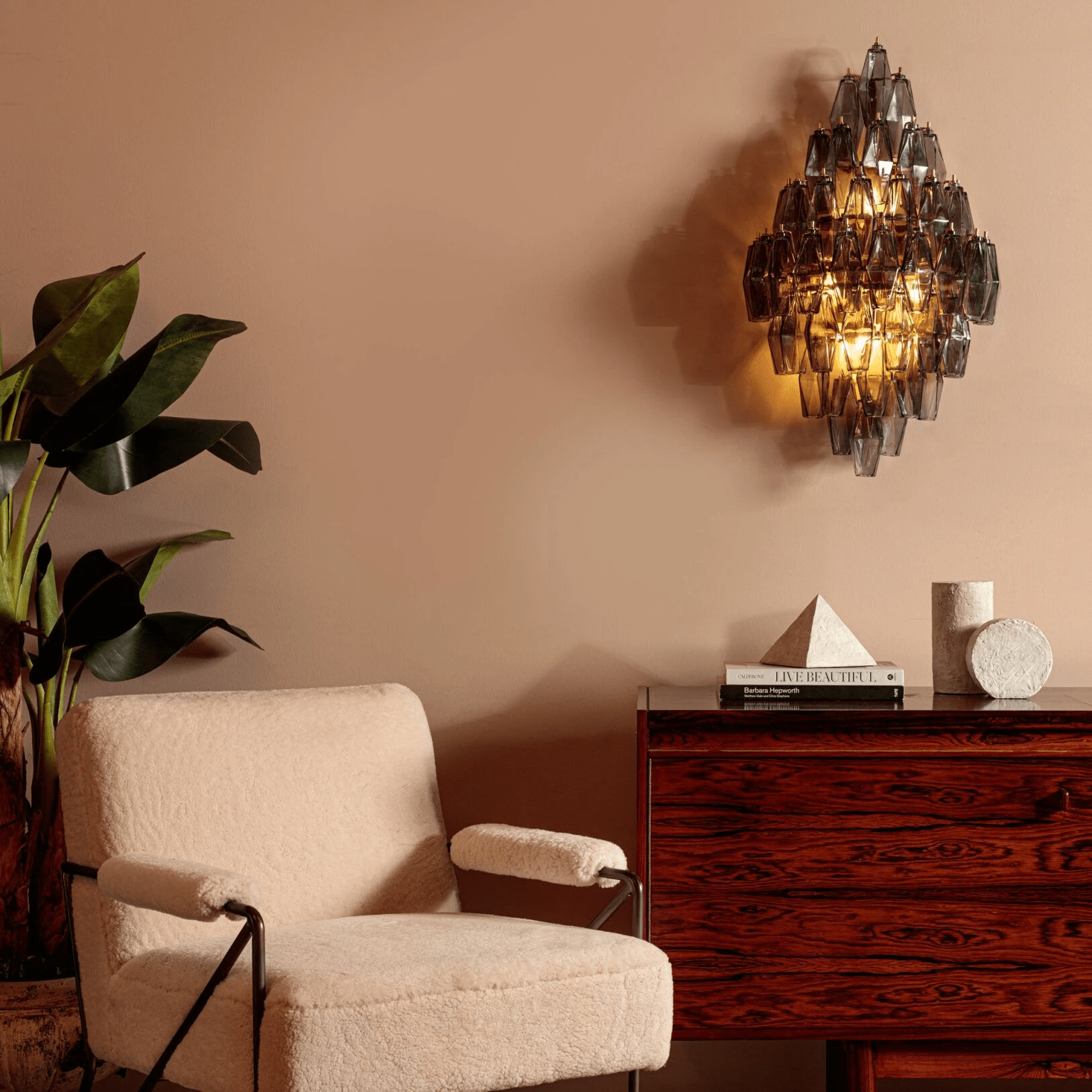 Aurora Wall Light Amber Diamond Polyhedron Vintage - Neutral Decor