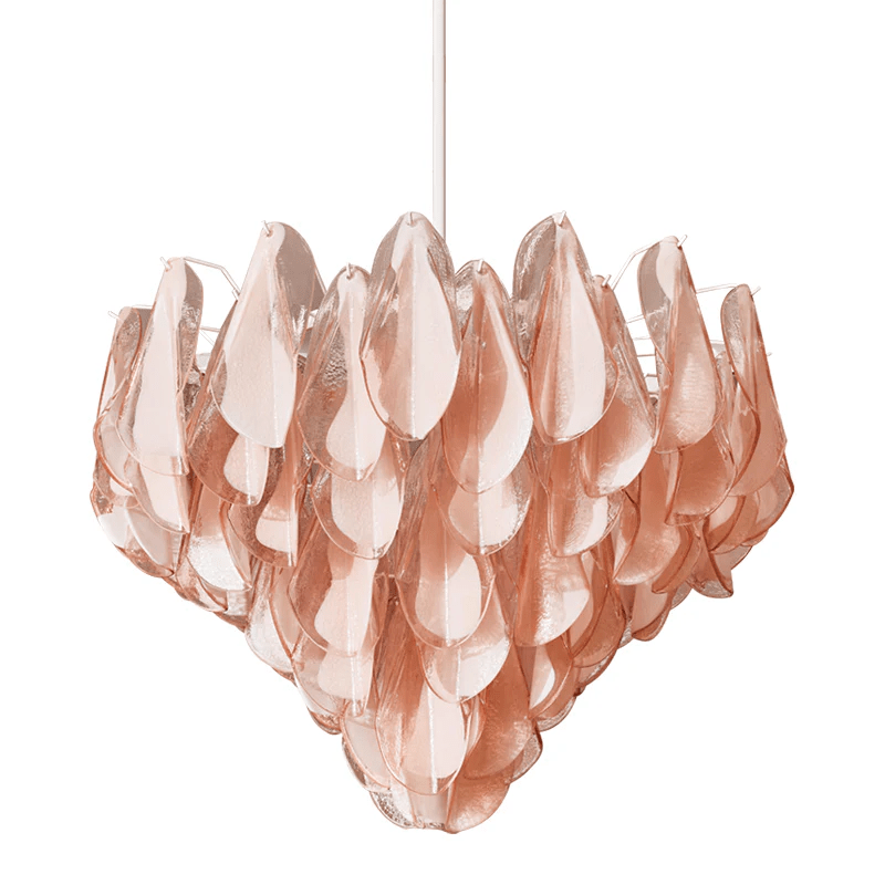 Celuora Chandelier Amber Murano Glass Oval Drops Layered