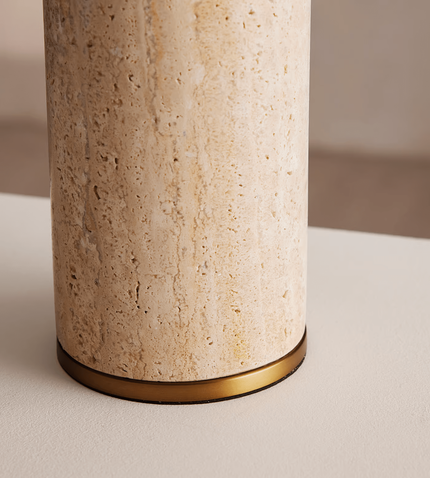 Vonoryra Cylindrical Travertine Table Lamp - Neutral Decor