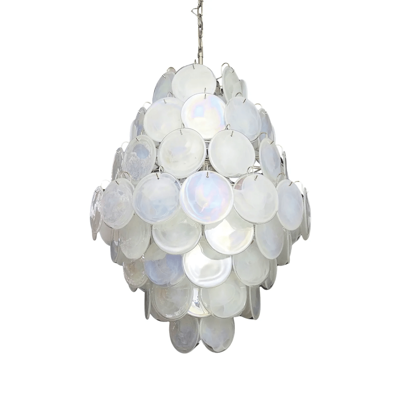 Aurora Chandelier Pink Murano Glass Handblown Discs - Neutral Decor