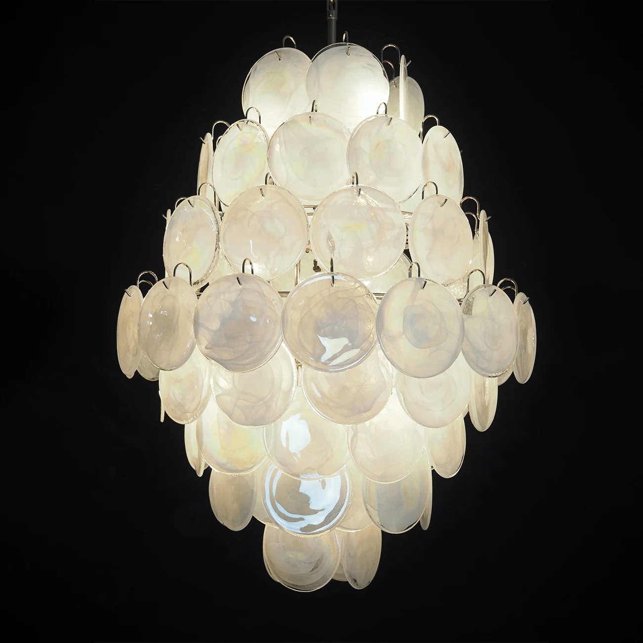 Aurora Chandelier Pink Murano Glass Handblown Discs - Neutral Decor