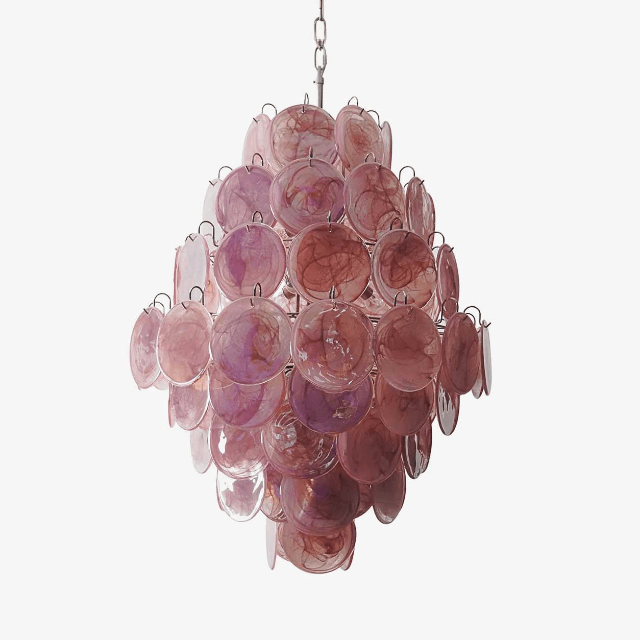 Aurora Chandelier Pink Murano Glass Handblown Discs - Neutral Decor