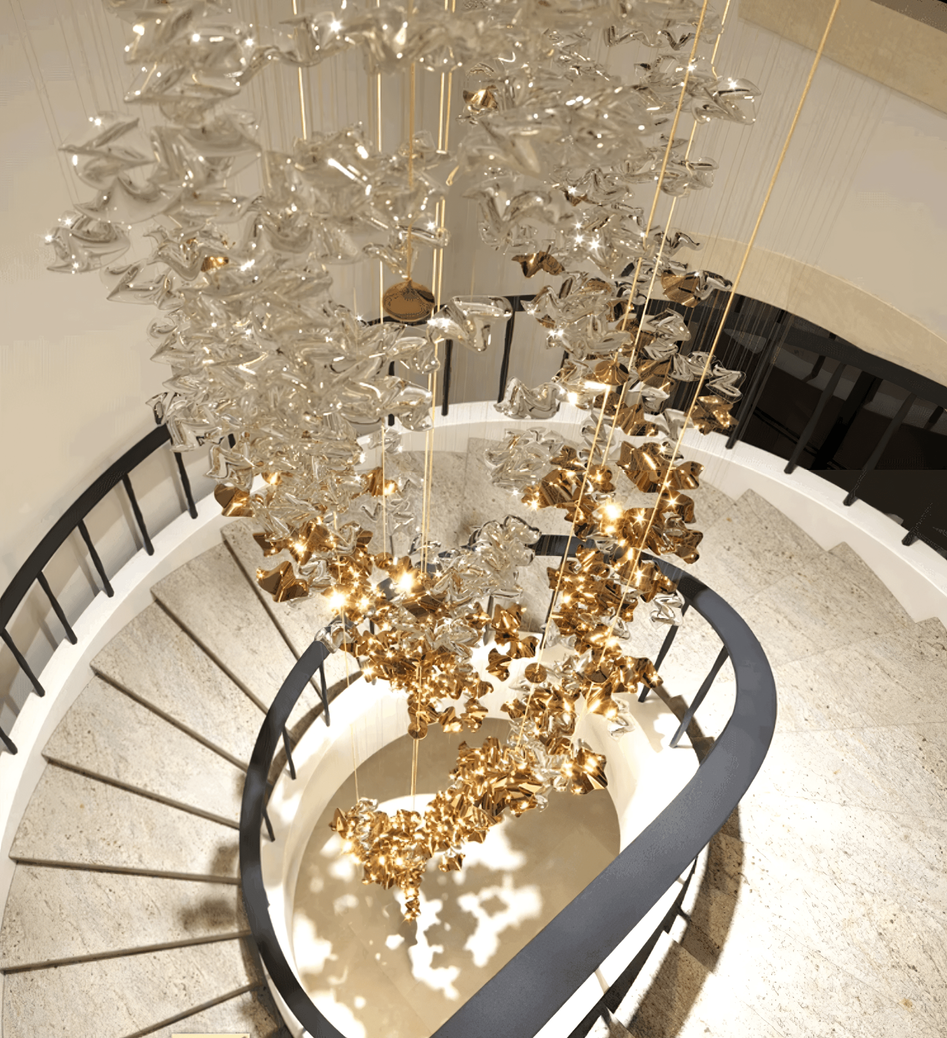 Nephele Crystal Leaf Chandelier