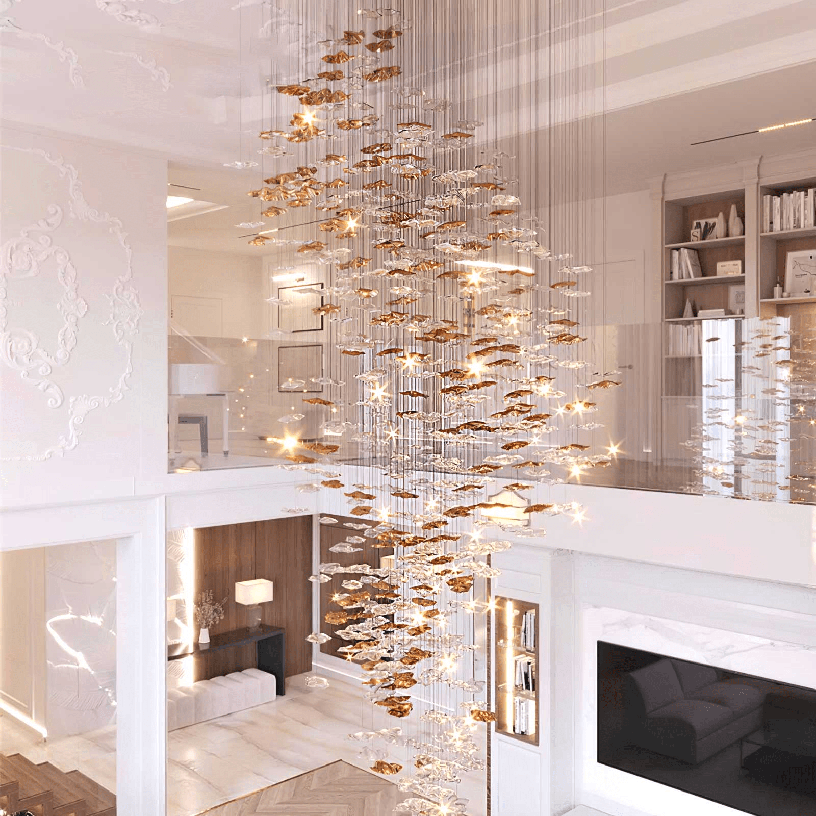 Nephele Crystal Leaf Chandelier