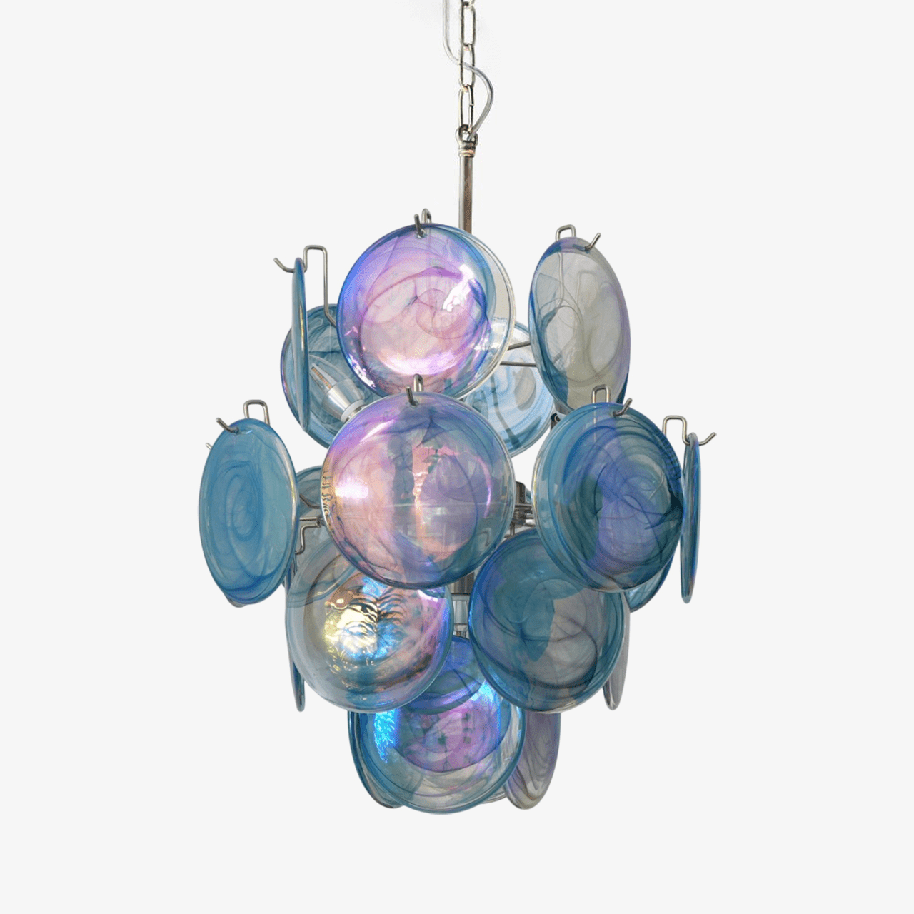 Liororine Chandelier Blue Murano Glass Disc Vintage