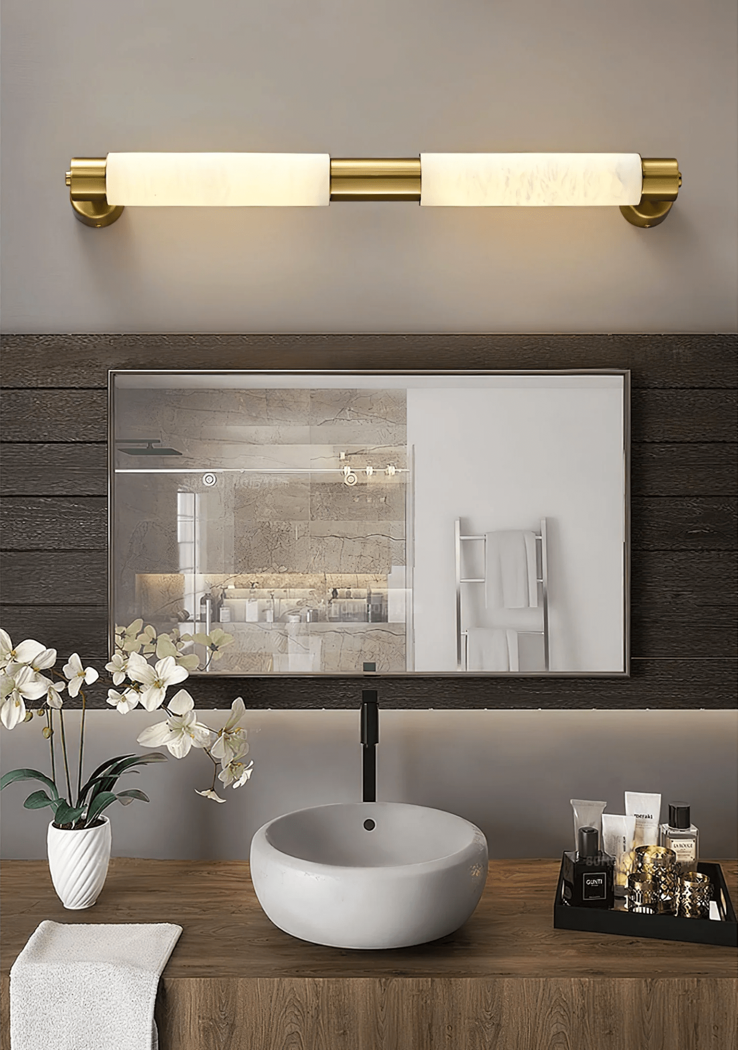 Ospix Alabaster Brass Wall Light