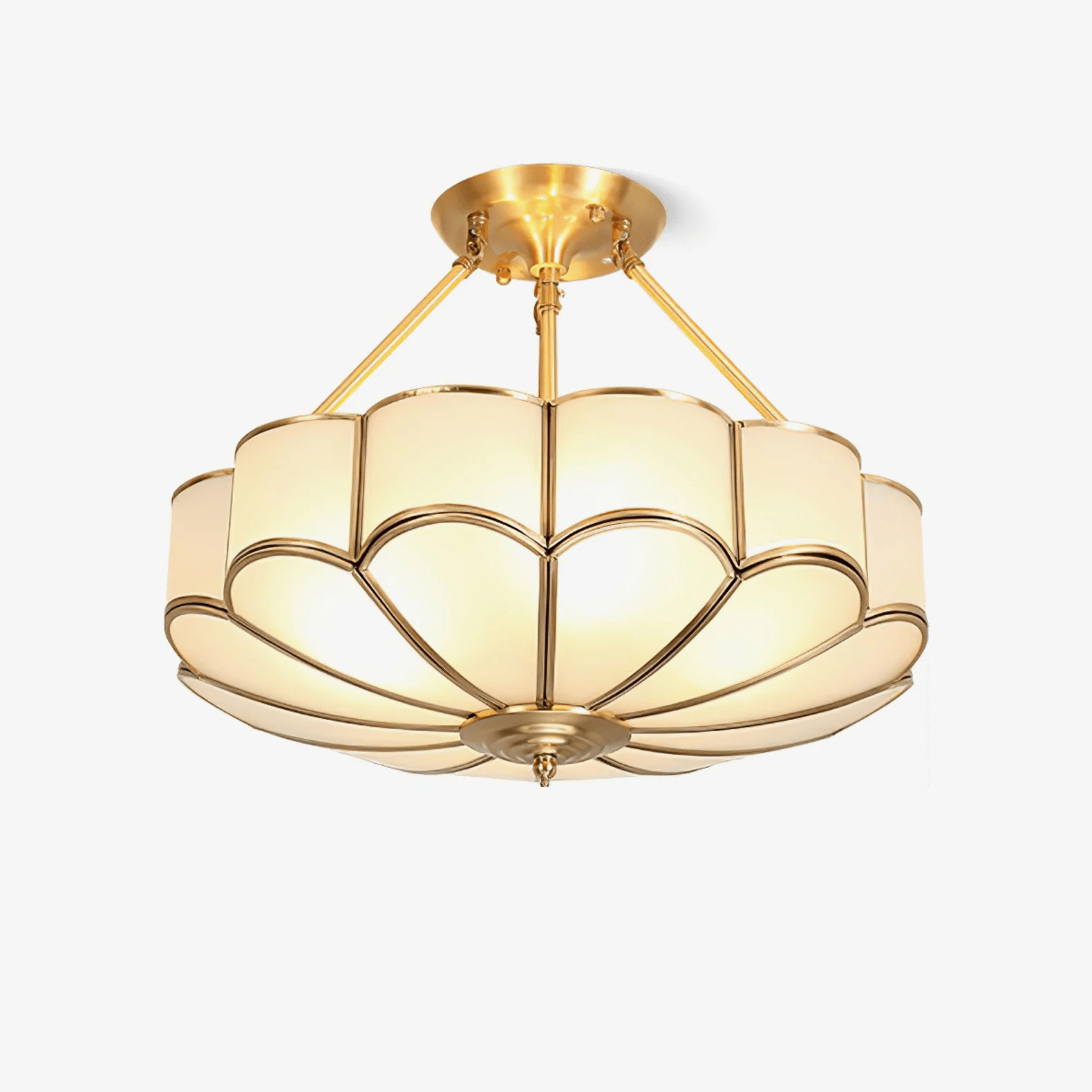 Levenor Ceiling Light Frosted Glass Petal Brass Art