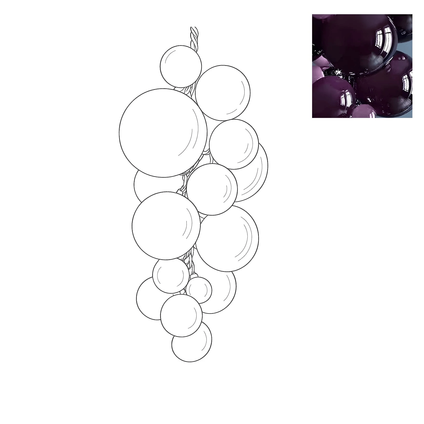 Blixo Chandelier Murano Glass Grape Cluster Art Deco