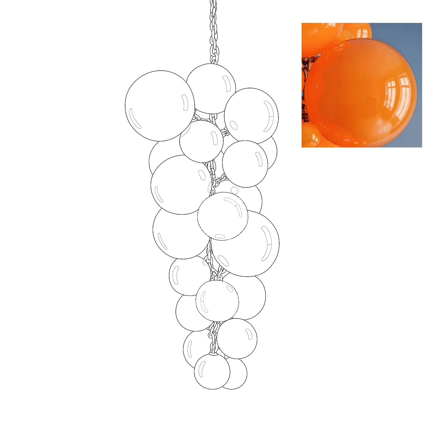 Blixo Chandelier Murano Glass Grape Cluster Art Deco