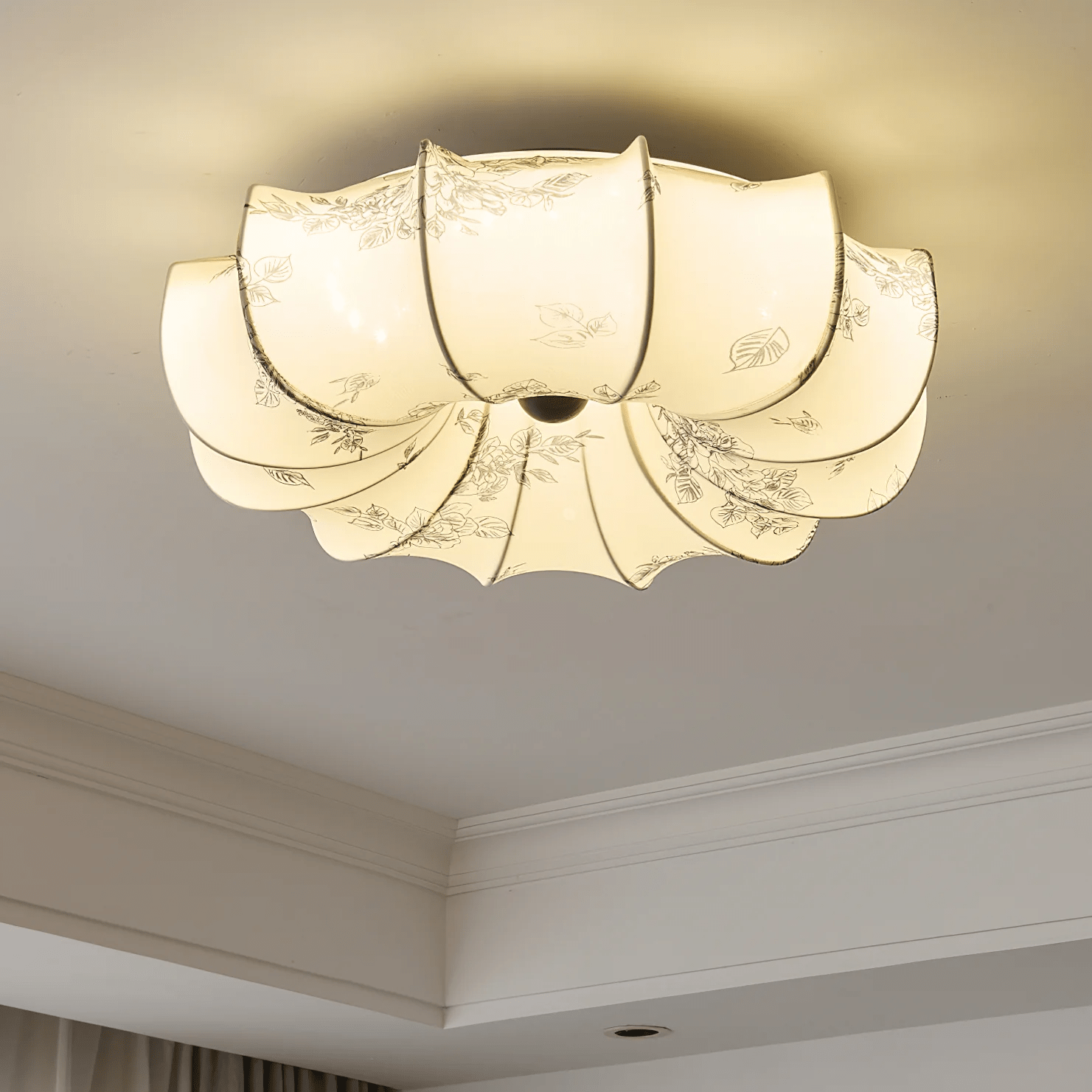 Vivaria Premium Nordic Art Wood Fabric Ceiling Light