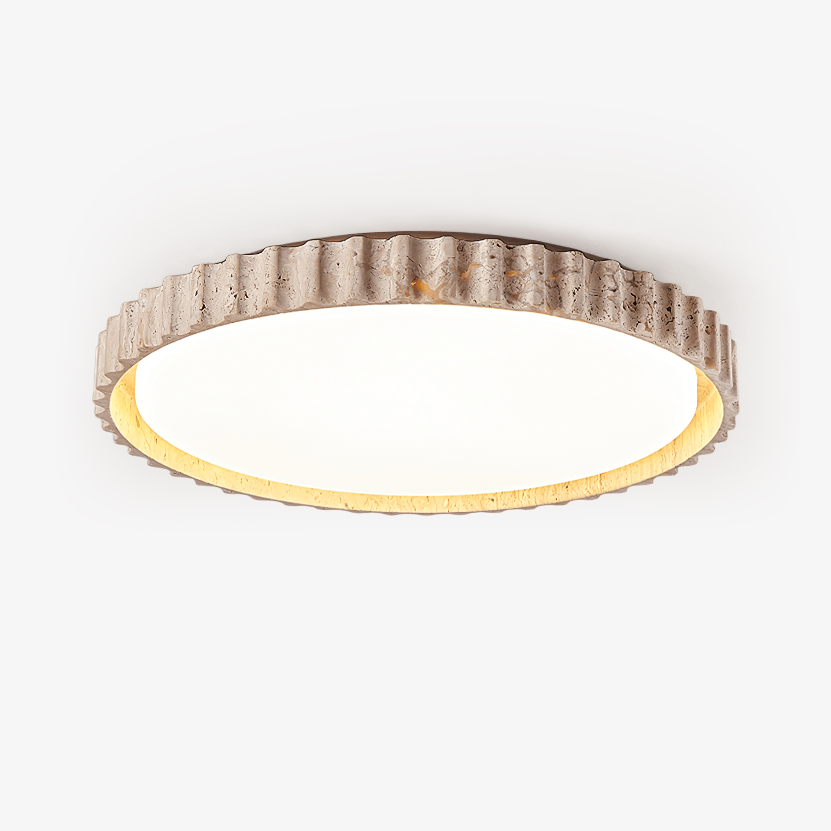 Obsidian Fluted Ring Travertine Ceiling Light