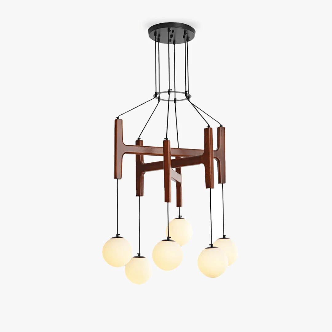 Xylocube Geometric Wood Globe Pendant Light - Neutral Decor