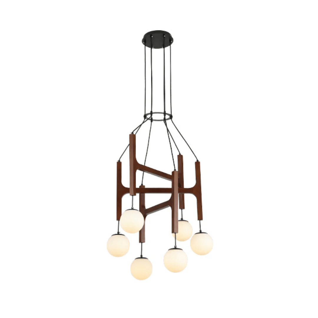 Xylocube Geometric Wood Globe Pendant Light - Neutral Decor