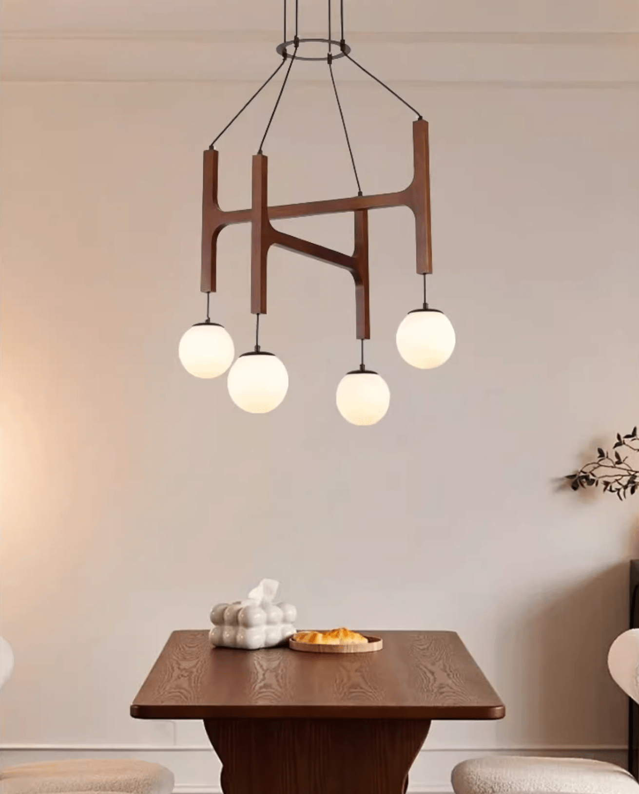 Xylocube Geometric Wood Globe Pendant Light - Neutral Decor
