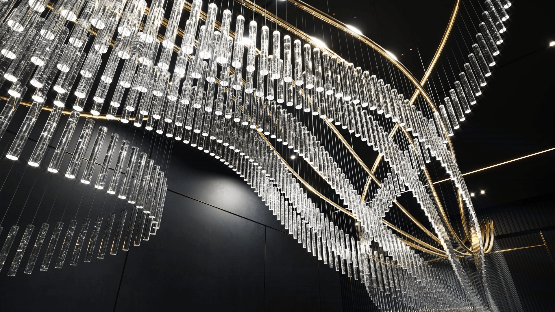Rivella Shimmering Cascade Crystal Glass Chandelier