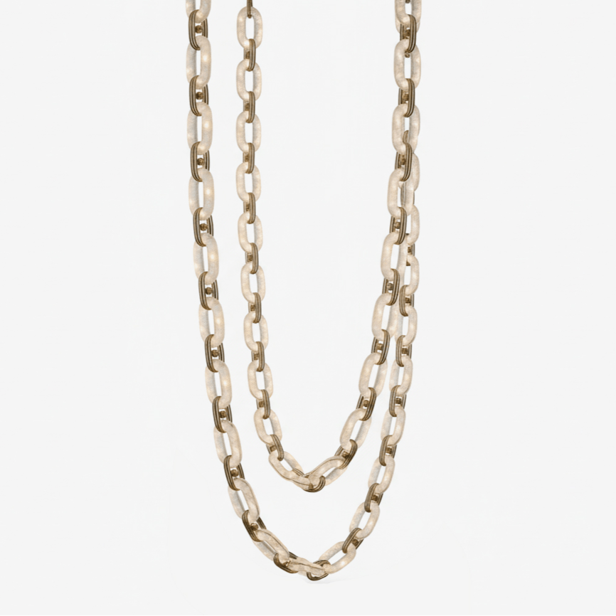 Vesta Chain Link Gold Alabaster Luxury Chandelier Foyer Staircase