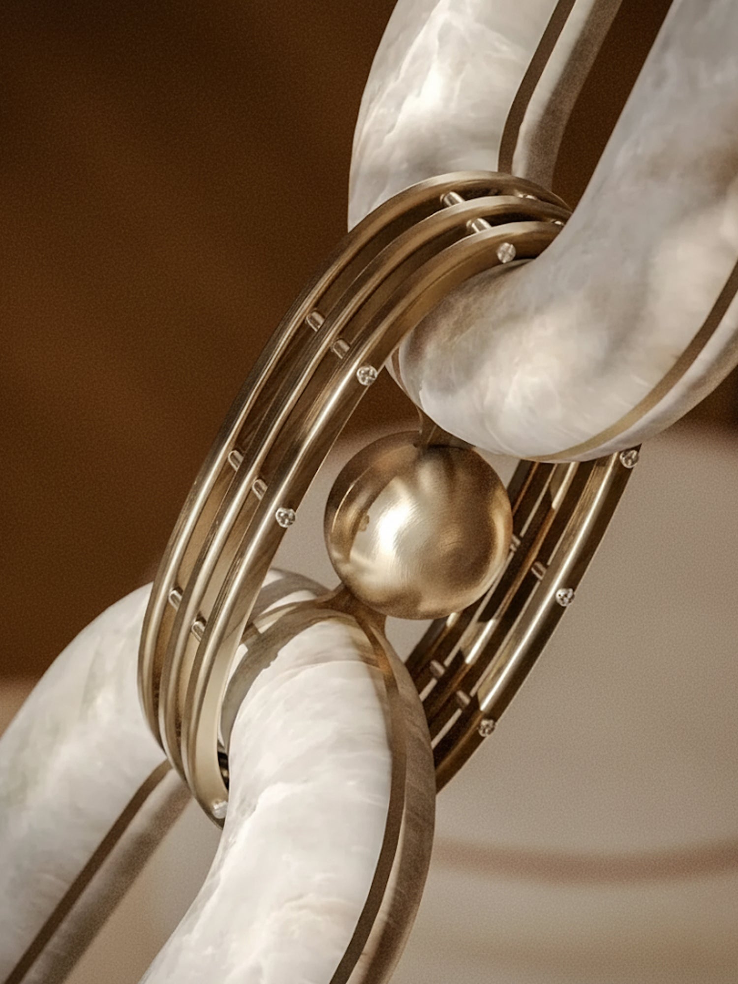 Vesta Chain Link Gold Alabaster Luxury Chandelier Foyer Staircase