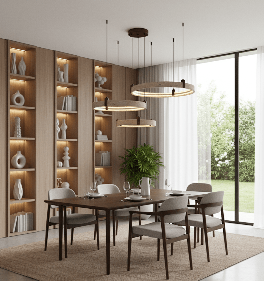 Celestial Orbit Travertine Ring Chandelier