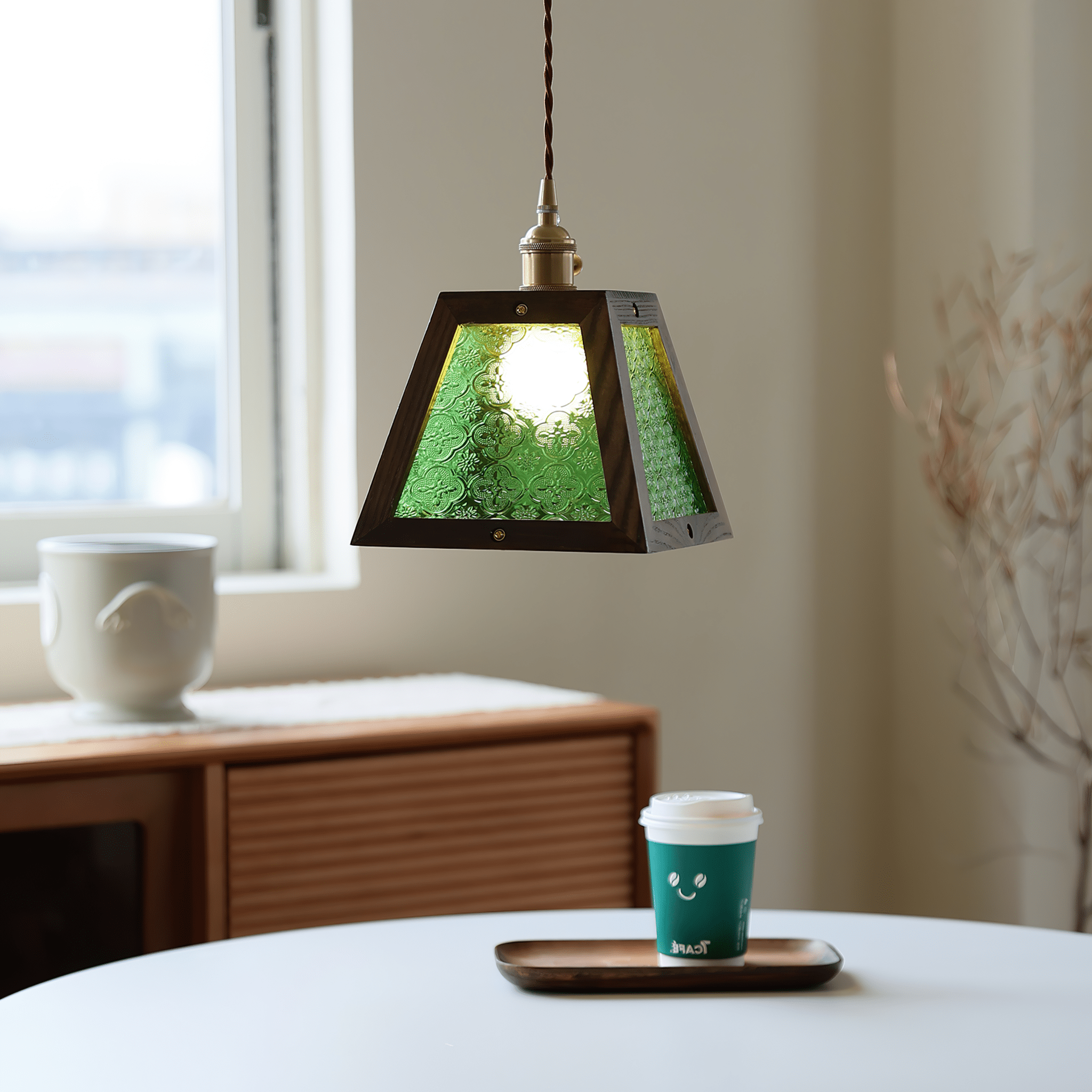 Lioriraine Green Patterned Glass Pendant Light