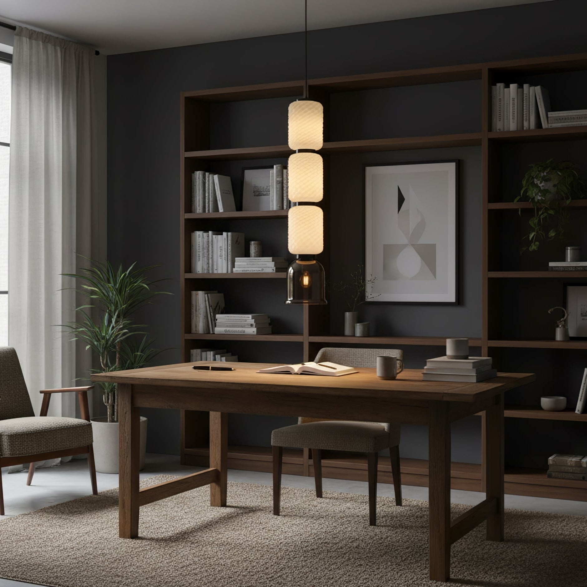 Calveris Textured Layered Glass Pendant Light