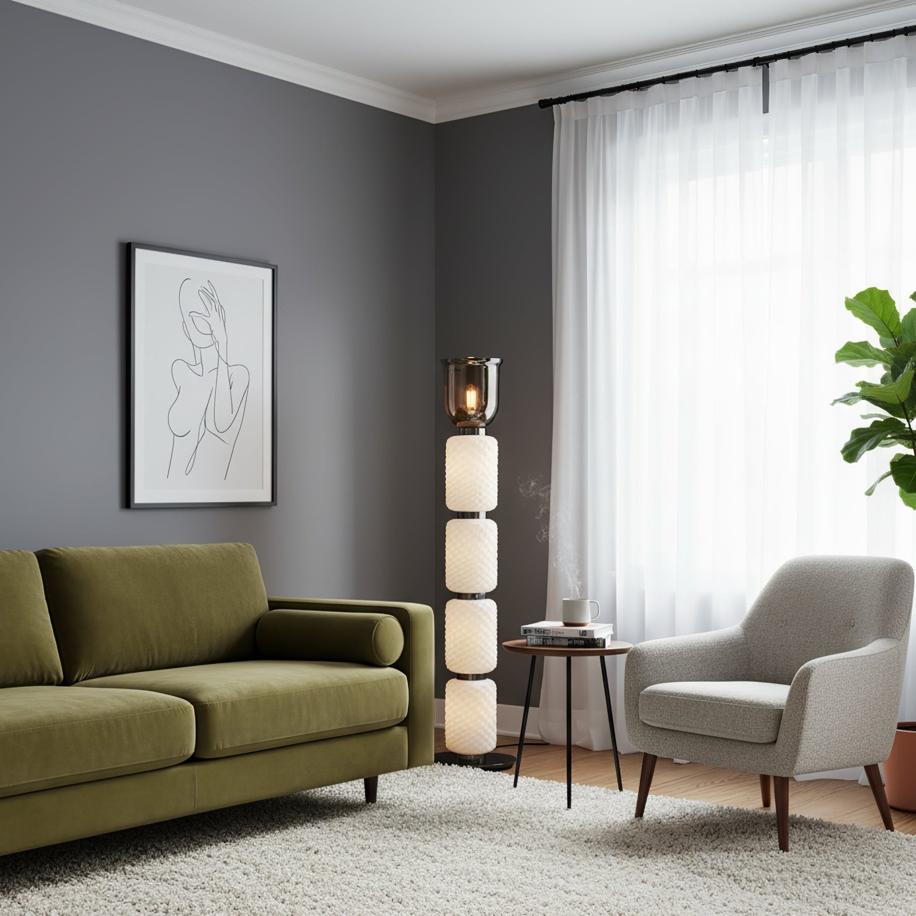 Valdorne Textured Layered Glass Floor Light