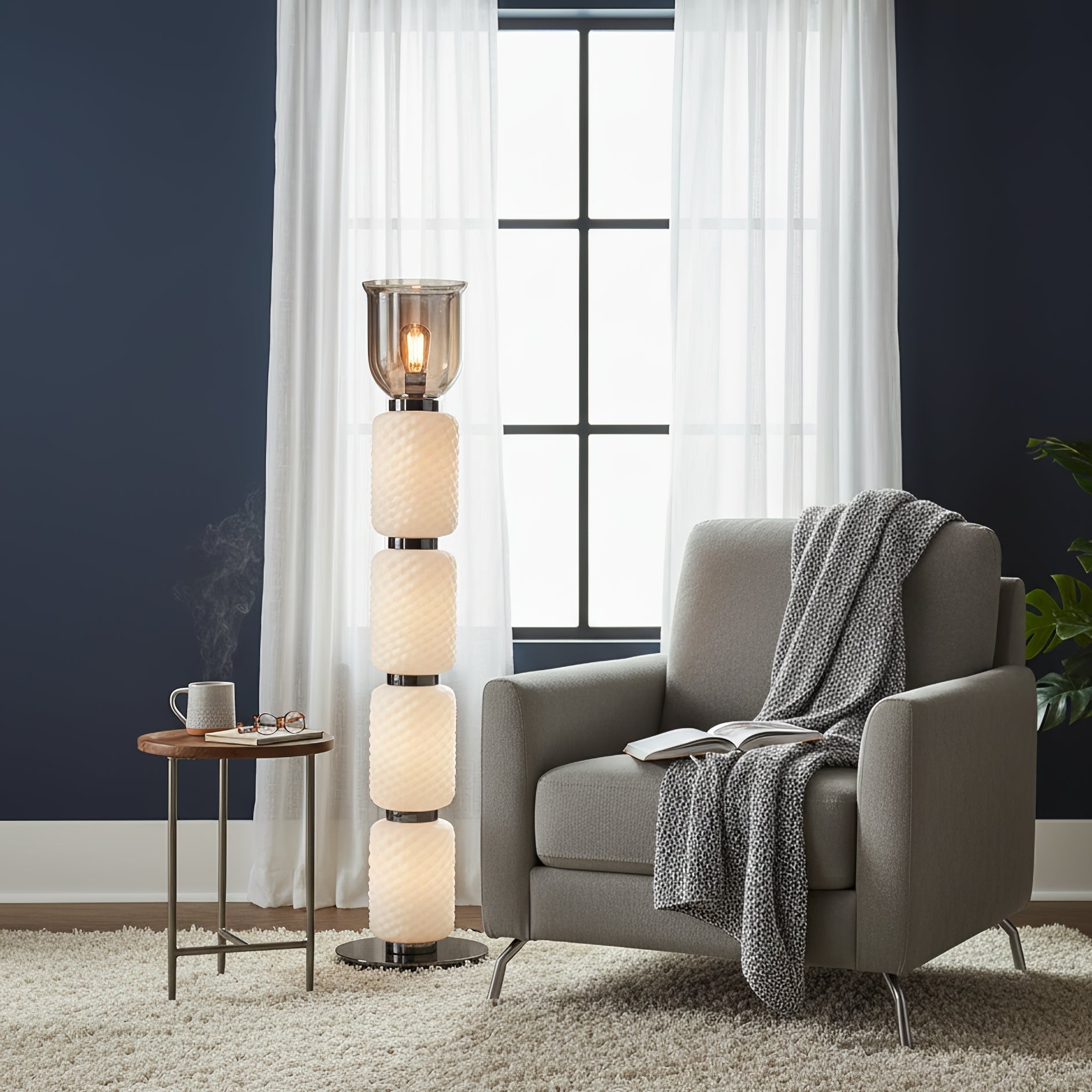 Valdorne Textured Layered Glass Floor Light