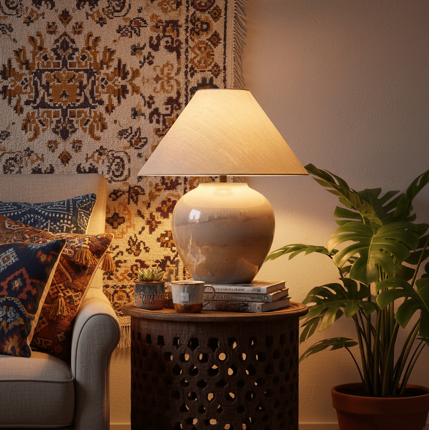 Gradient Hued Ceramic Jar Table Lamp