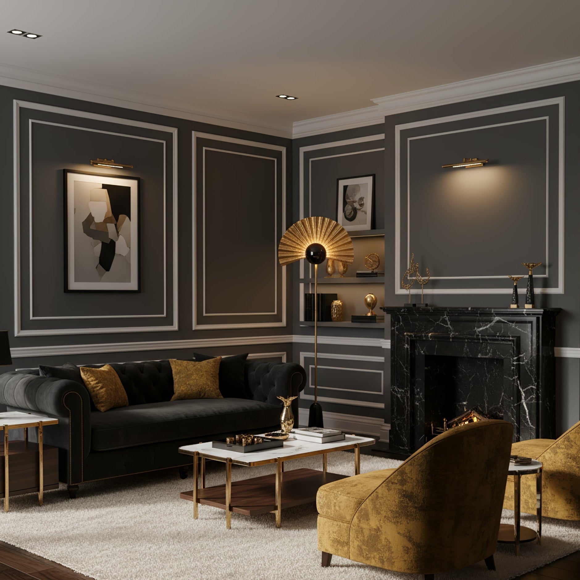 Solvaar Gilded Fan Floor Lamp