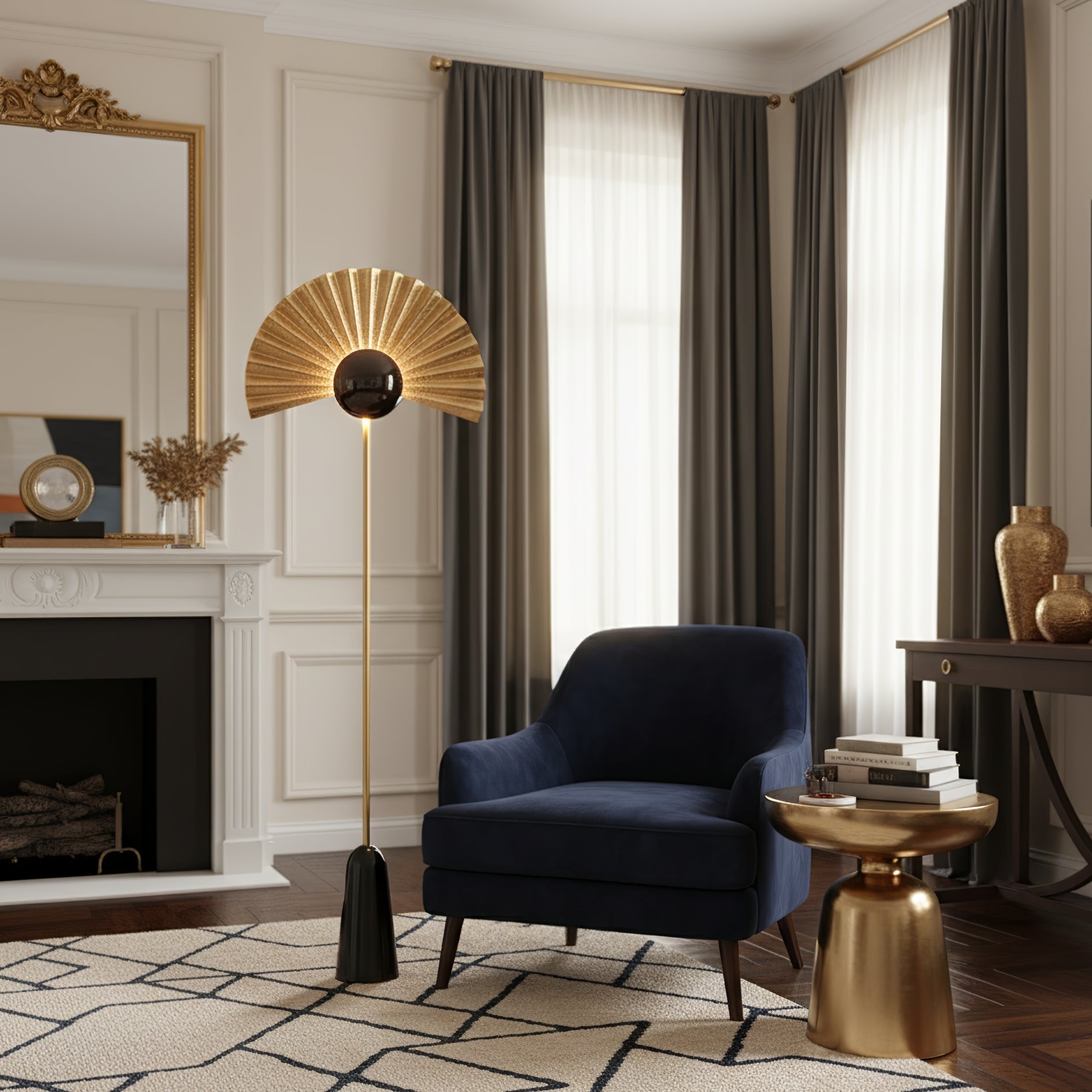 Solvaar Gilded Fan Floor Lamp
