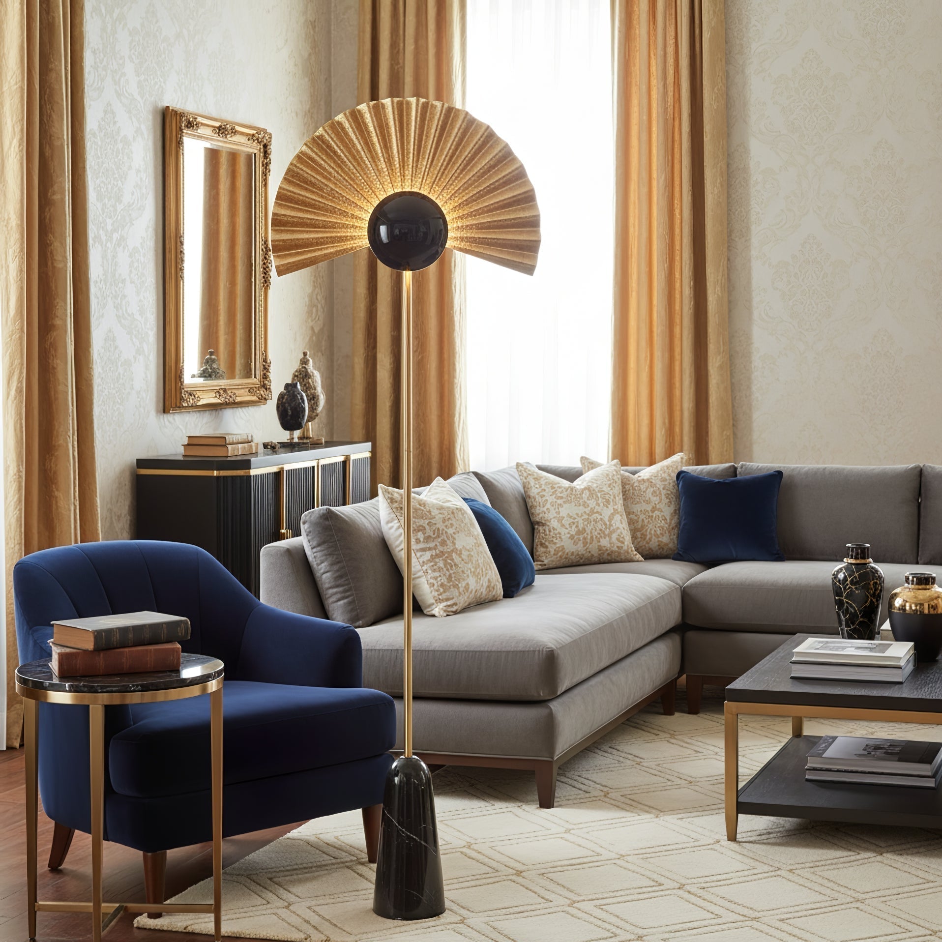 Solvaar Gilded Fan Floor Lamp